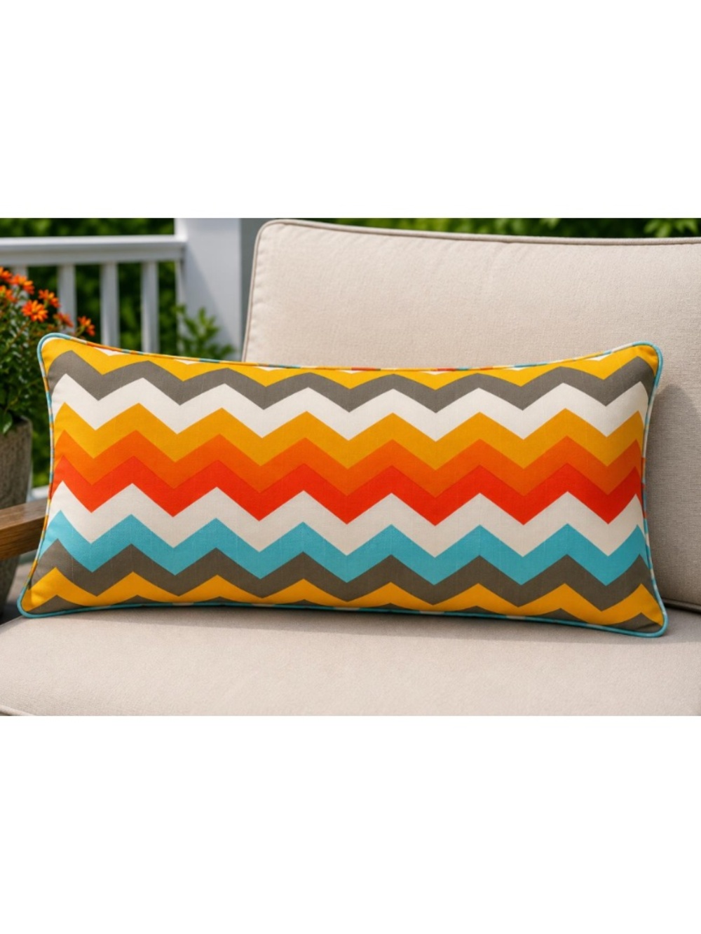 Chevron Indoor/Outdoor Throw pillows Lumbar 12 x 20"